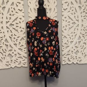 Floral Sleeveless Blouse Size 3x